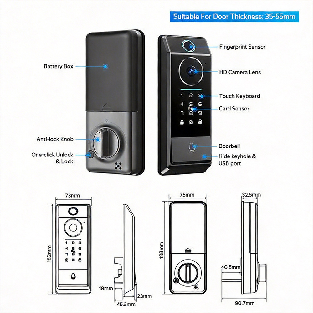 Cybelock D63 — parts, controls and dimensions